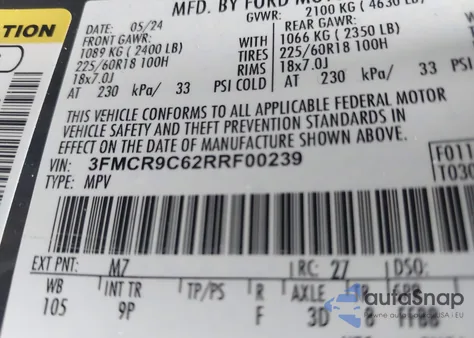 2024 Ford Bronco Sport Outer Banks from USA, damaged, VIN 3FMCR9C62RRF00239